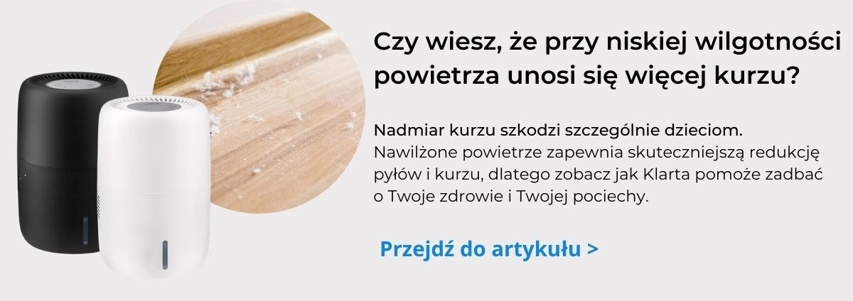 Nawilżacz klarta humea niska wilgotność a kurz w dom